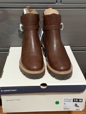 St. John's Bay Brown Women's Lug Sole Ankle Boots